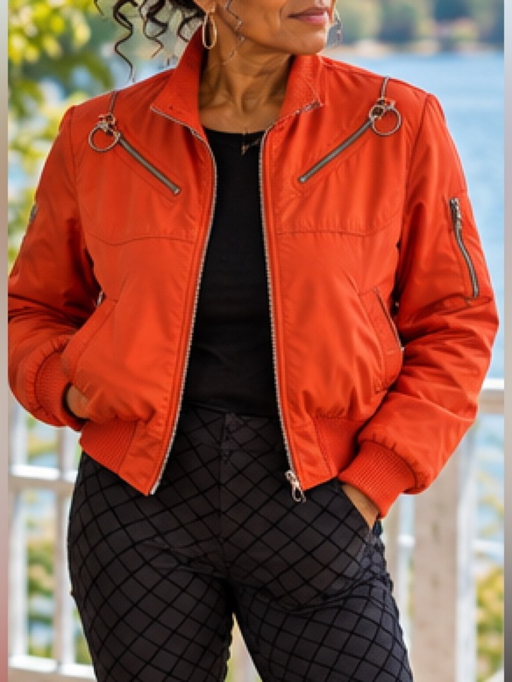 Vintage Rogue By Reilly Olmes Orange Bomber Jacket Women’s Small
